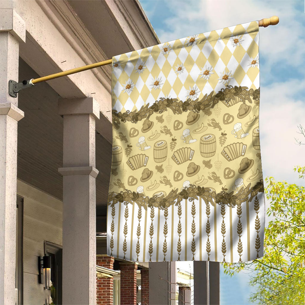 Oktoberfest Bavarian Heritage Garden Flag Edelweiss Beer Festival Gold Pattern