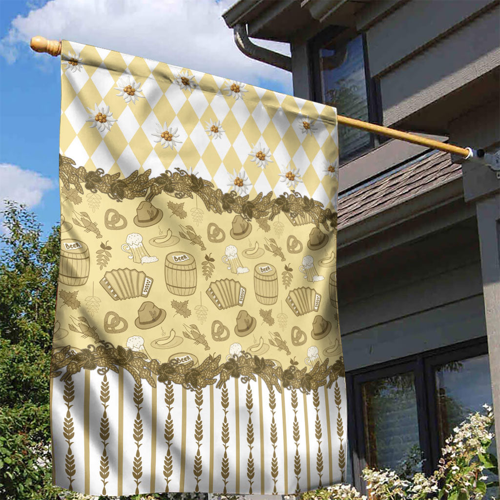 Oktoberfest Bavarian Heritage Garden Flag Edelweiss Beer Festival Gold Pattern