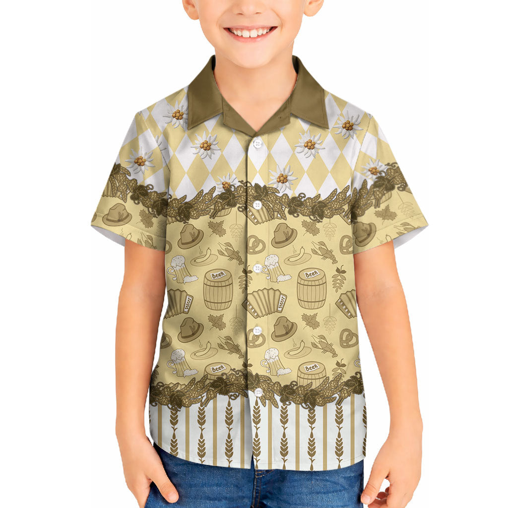 Oktoberfest Bavarian Heritage Hawaiian Shirt Edelweiss Beer Festival Gold Pattern
