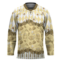 Oktoberfest Bavarian Heritage Hockey Jersey Edelweiss Beer Festival Gold Pattern