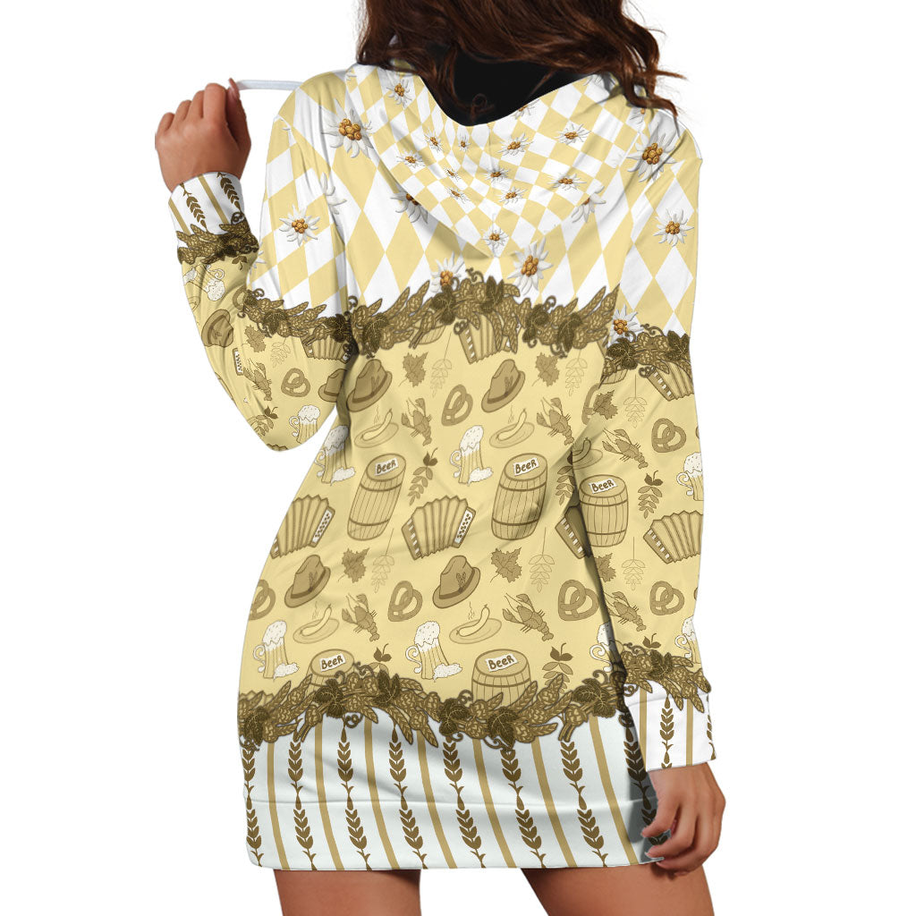 Oktoberfest Bavarian Heritage Hoodie Dress Edelweiss Beer Festival Gold Pattern