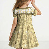 Oktoberfest Bavarian Heritage Kid Short Sleeve Dress Edelweiss Beer Festival Gold Pattern