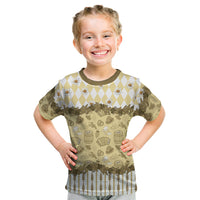Oktoberfest Bavarian Heritage Kid T Shirt Edelweiss Beer Festival Gold Pattern