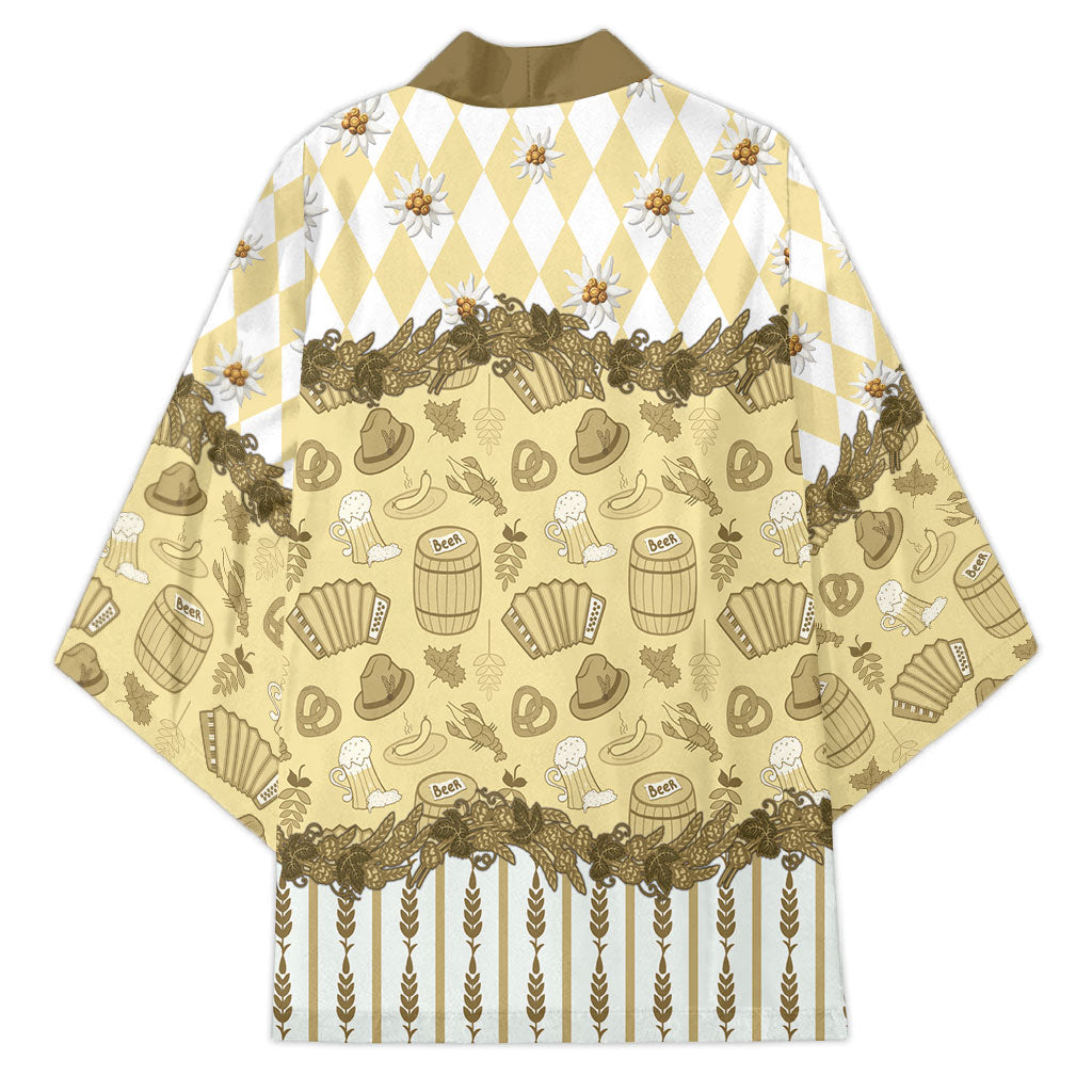 Oktoberfest Bavarian Heritage Kimono Edelweiss Beer Festival Gold Pattern