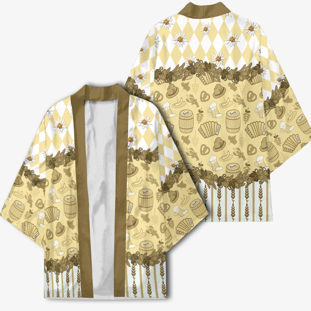 Oktoberfest Bavarian Heritage Kimono Edelweiss Beer Festival Gold Pattern