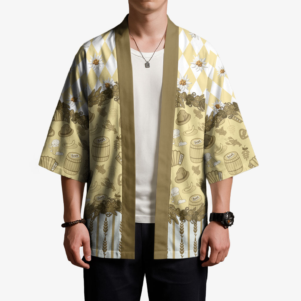 Oktoberfest Bavarian Heritage Kimono Edelweiss Beer Festival Gold Pattern