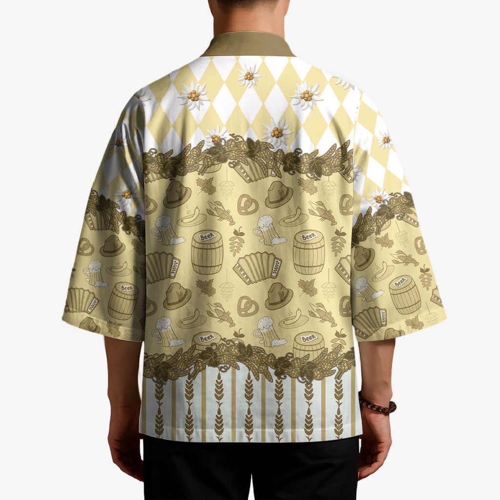 Oktoberfest Bavarian Heritage Kimono Edelweiss Beer Festival Gold Pattern