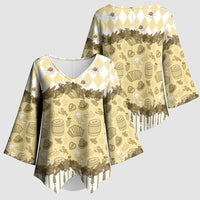 Oktoberfest Bavarian Heritage Kimono Sleeve Blouse Edelweiss Beer Festival Gold Pattern