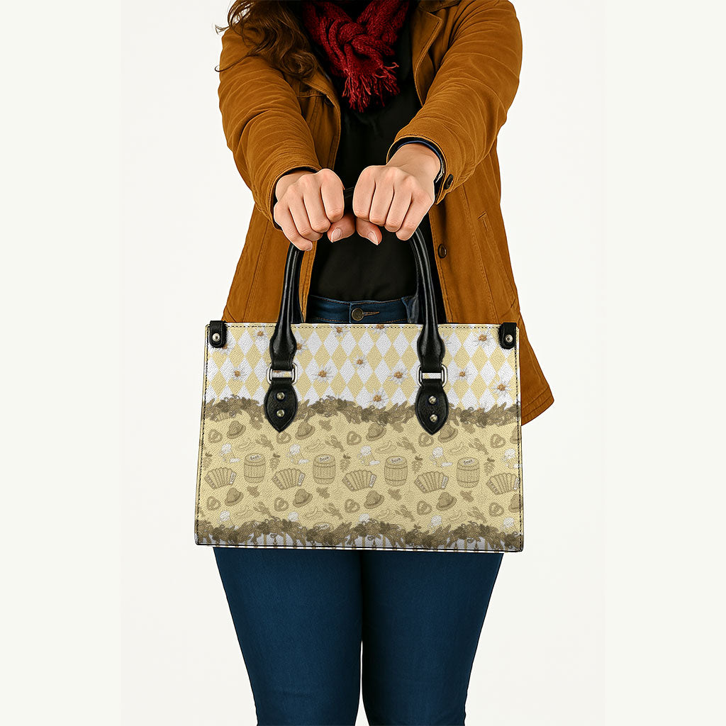 Oktoberfest Bavarian Heritage Leather Bag Edelweiss Beer Festival Gold Pattern
