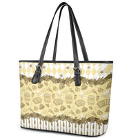 Oktoberfest Bavarian Heritage Leather Tote Bag Edelweiss Beer Festival Gold Pattern