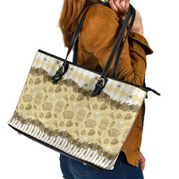Oktoberfest Bavarian Heritage Leather Tote Bag Edelweiss Beer Festival Gold Pattern