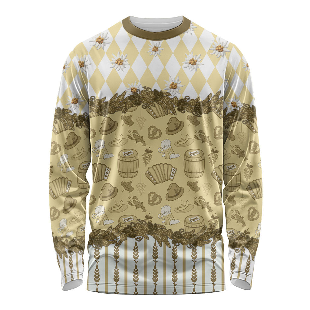 Oktoberfest Bavarian Heritage Long Sleeve Shirt Edelweiss Beer Festival Gold Pattern
