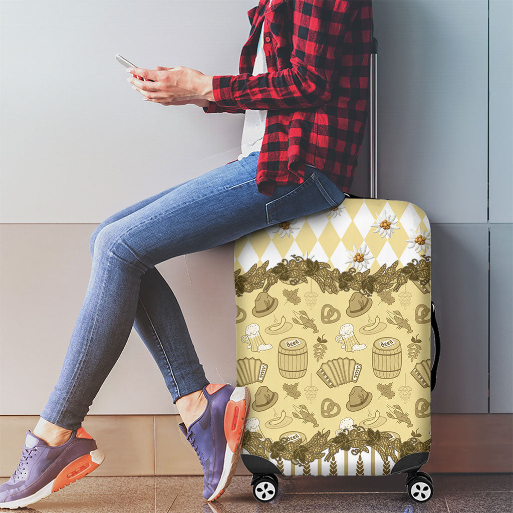Oktoberfest Bavarian Heritage Luggage Cover Edelweiss Beer Festival Gold Pattern