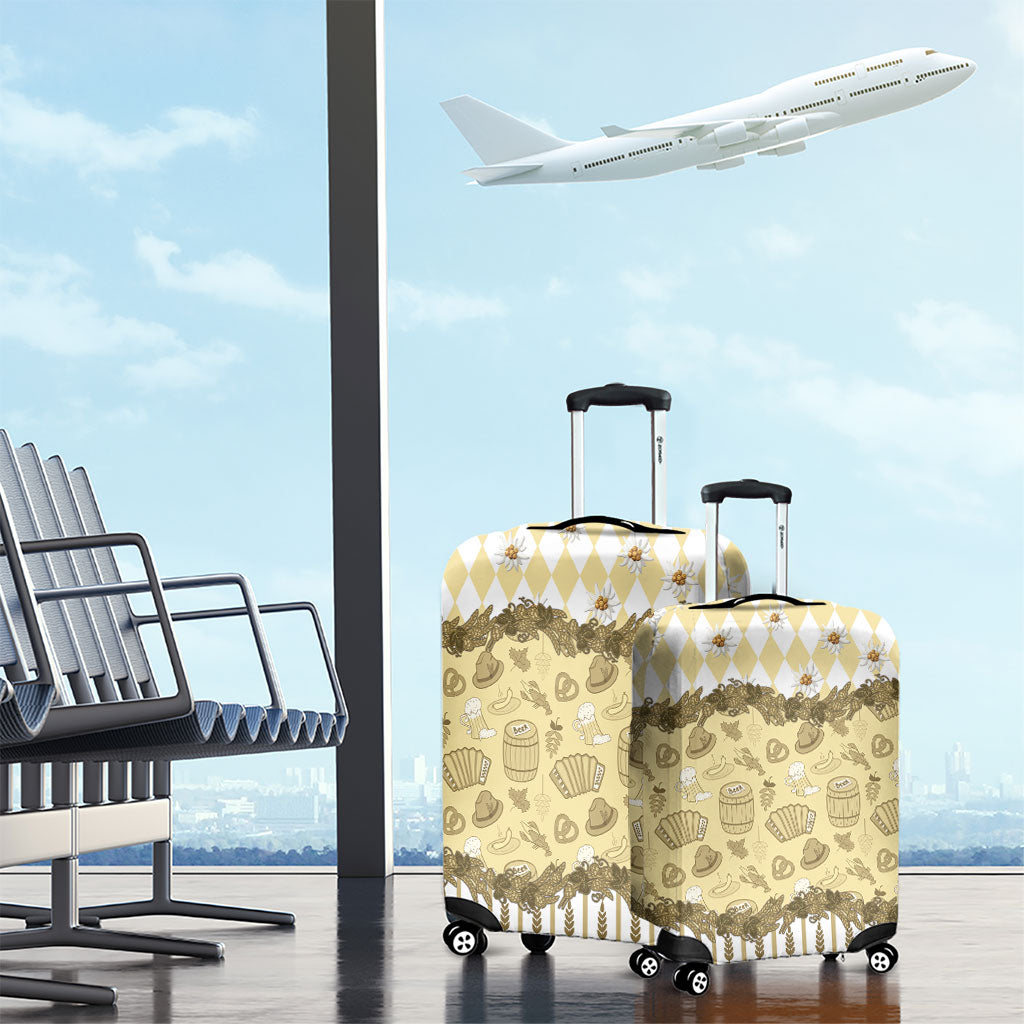 Oktoberfest Bavarian Heritage Luggage Cover Edelweiss Beer Festival Gold Pattern