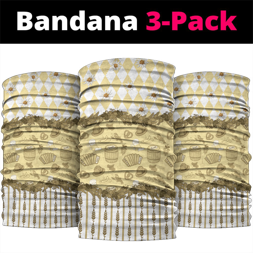 Oktoberfest Bavarian Heritage Neck Gaiter Edelweiss Beer Festival Gold Pattern
