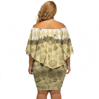 Oktoberfest Bavarian Heritage Off Shoulder Short Dress Edelweiss Beer Festival Gold Pattern