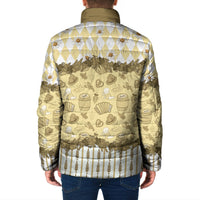 Oktoberfest Bavarian Heritage Padded Jacket Edelweiss Beer Festival Gold Pattern