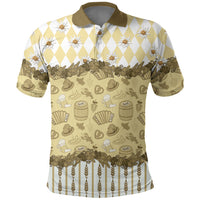 Oktoberfest Bavarian Heritage Polo Shirt Edelweiss Beer Festival Gold Pattern