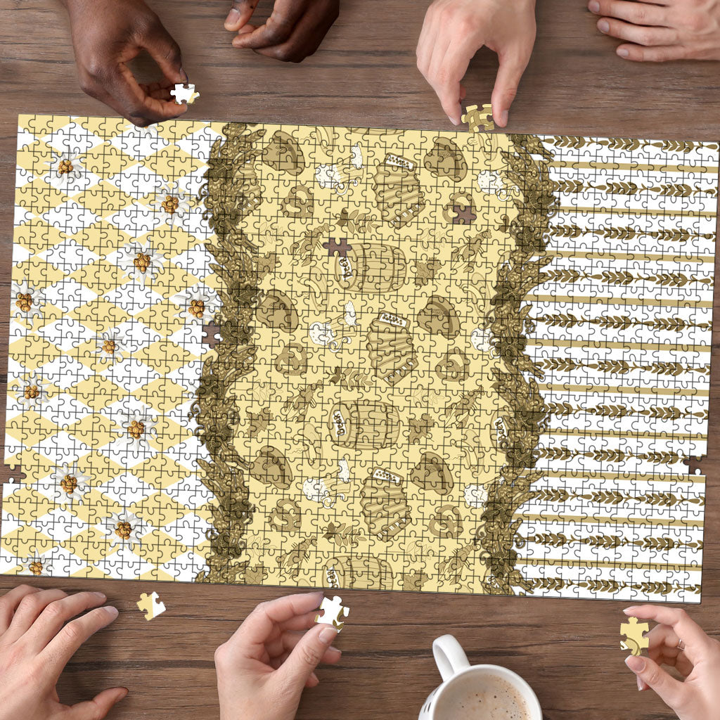 Oktoberfest Bavarian Heritage Puzzle Edelweiss Beer Festival Gold Pattern