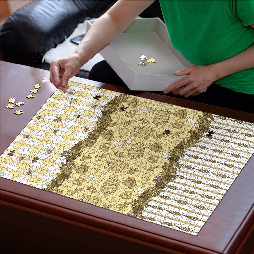 Oktoberfest Bavarian Heritage Puzzle Edelweiss Beer Festival Gold Pattern