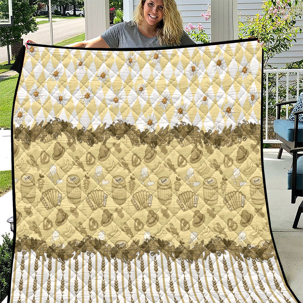 Oktoberfest Bavarian Heritage Quilt Edelweiss Beer Festival Gold Pattern