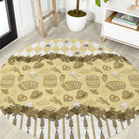 Oktoberfest Bavarian Heritage Round Carpet Edelweiss Beer Festival Gold Pattern