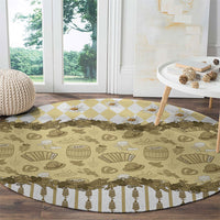 Oktoberfest Bavarian Heritage Round Carpet Edelweiss Beer Festival Gold Pattern