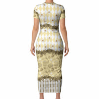 Oktoberfest Bavarian Heritage Short Sleeve Bodycon Dress Edelweiss Beer Festival Gold Pattern