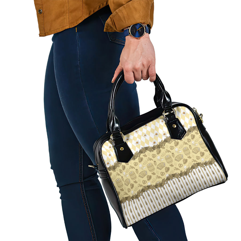 Oktoberfest Bavarian Heritage Shoulder Handbag Edelweiss Beer Festival Gold Pattern
