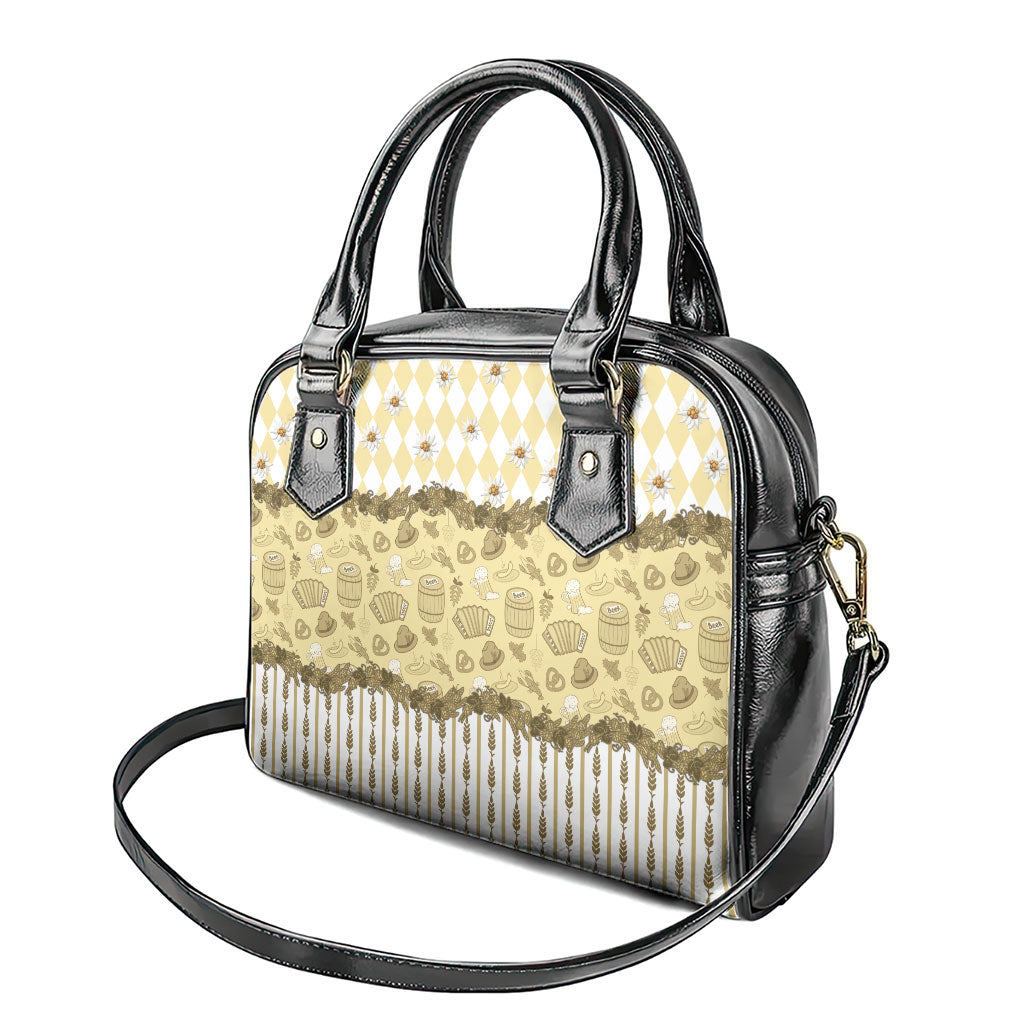 Oktoberfest Bavarian Heritage Shoulder Handbag Edelweiss Beer Festival Gold Pattern