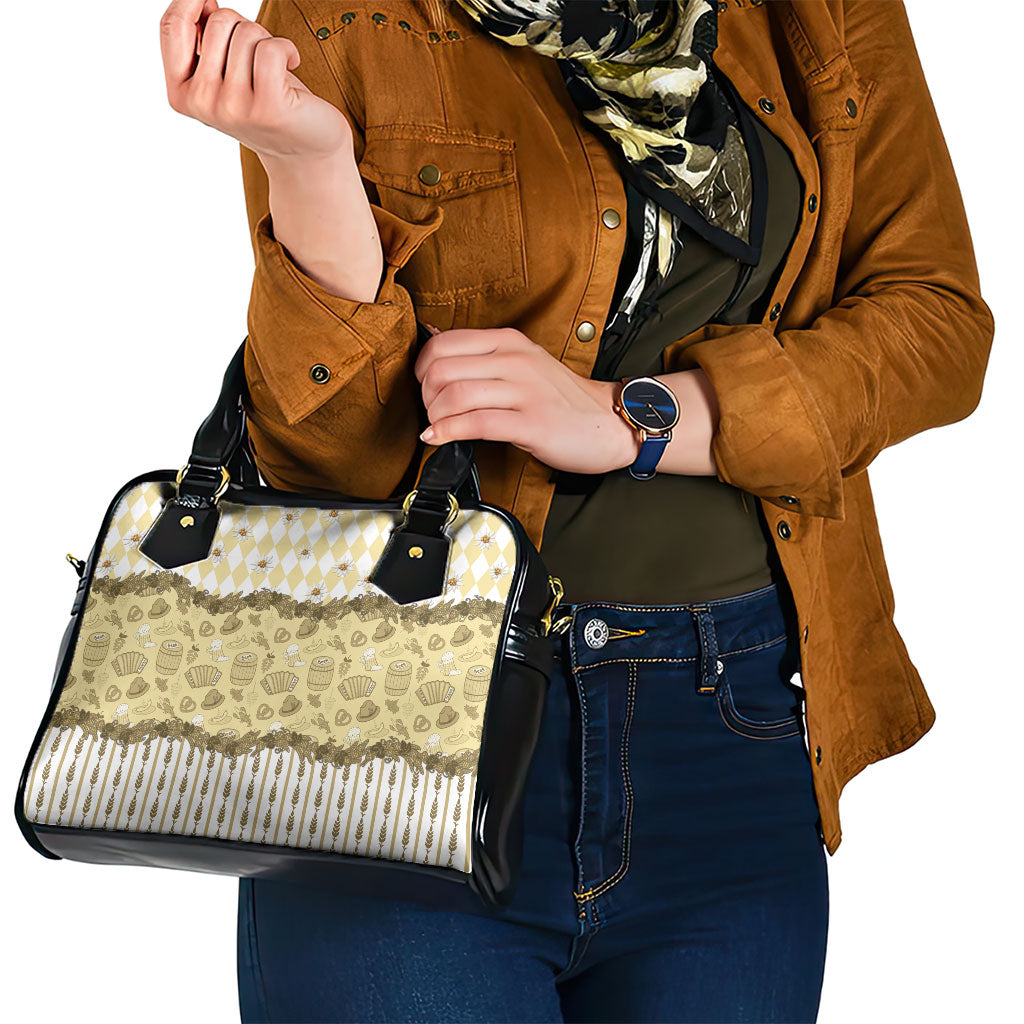 Oktoberfest Bavarian Heritage Shoulder Handbag Edelweiss Beer Festival Gold Pattern