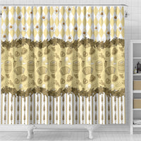 Oktoberfest Bavarian Heritage Shower Curtain Edelweiss Beer Festival Gold Pattern