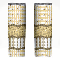 Oktoberfest Bavarian Heritage Skinny Tumbler Edelweiss Beer Festival Gold Pattern