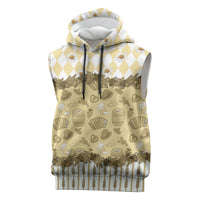 Oktoberfest Bavarian Heritage Sleeveless Hoodie Edelweiss Beer Festival Gold Pattern