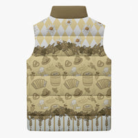 Oktoberfest Bavarian Heritage Sleeveless Puffer Jacket Edelweiss Beer Festival Gold Pattern