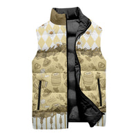 Oktoberfest Bavarian Heritage Sleeveless Puffer Jacket Edelweiss Beer Festival Gold Pattern