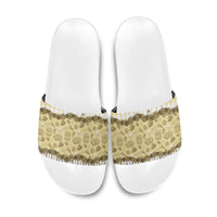 Oktoberfest Bavarian Heritage Slide Sandals Edelweiss Beer Festival Gold Pattern