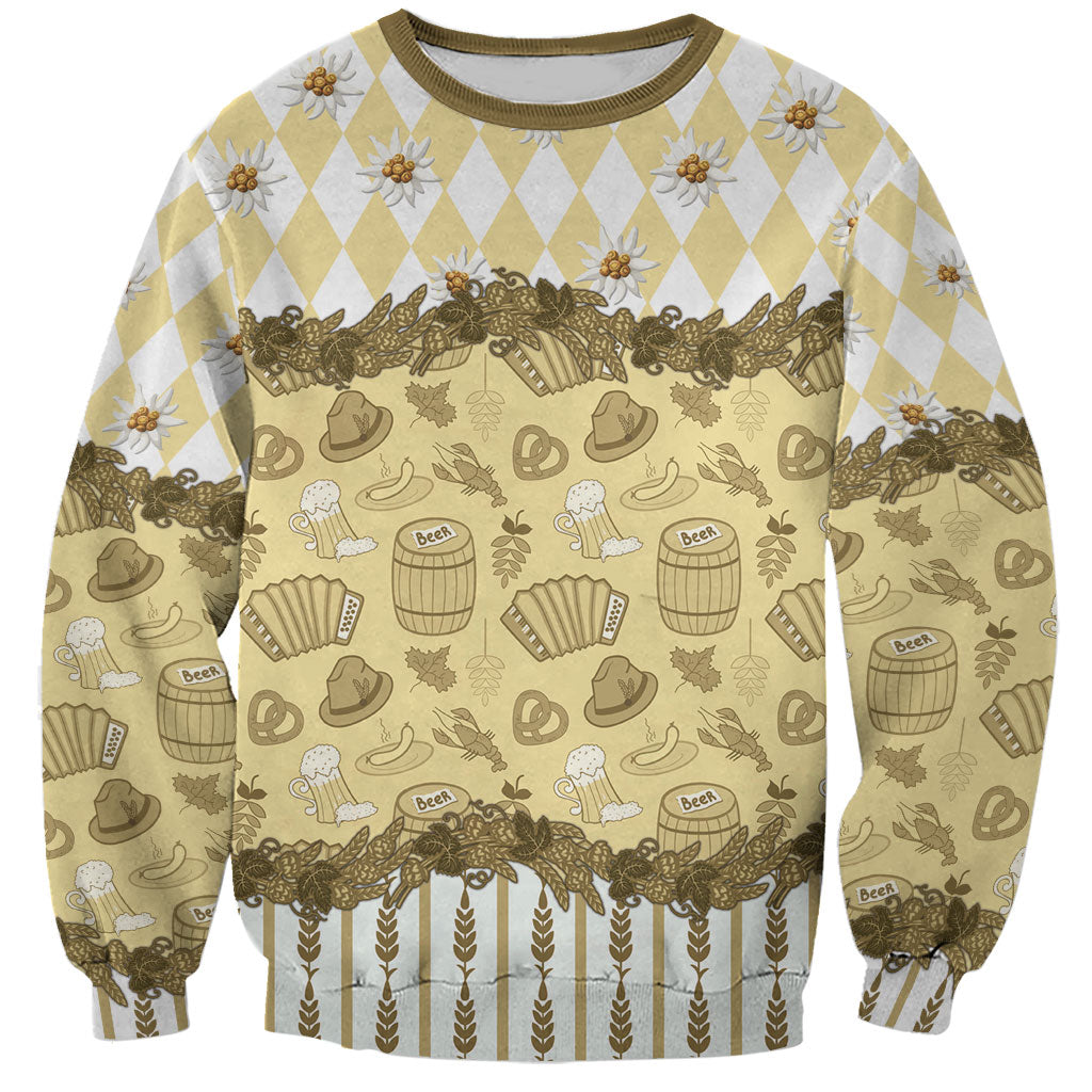 Oktoberfest Bavarian Heritage Sweatshirt Edelweiss Beer Festival Gold Pattern