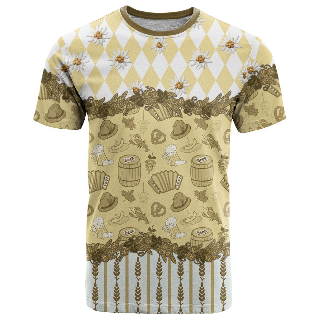 Oktoberfest Bavarian Heritage T Shirt Edelweiss Beer Festival Gold Pattern