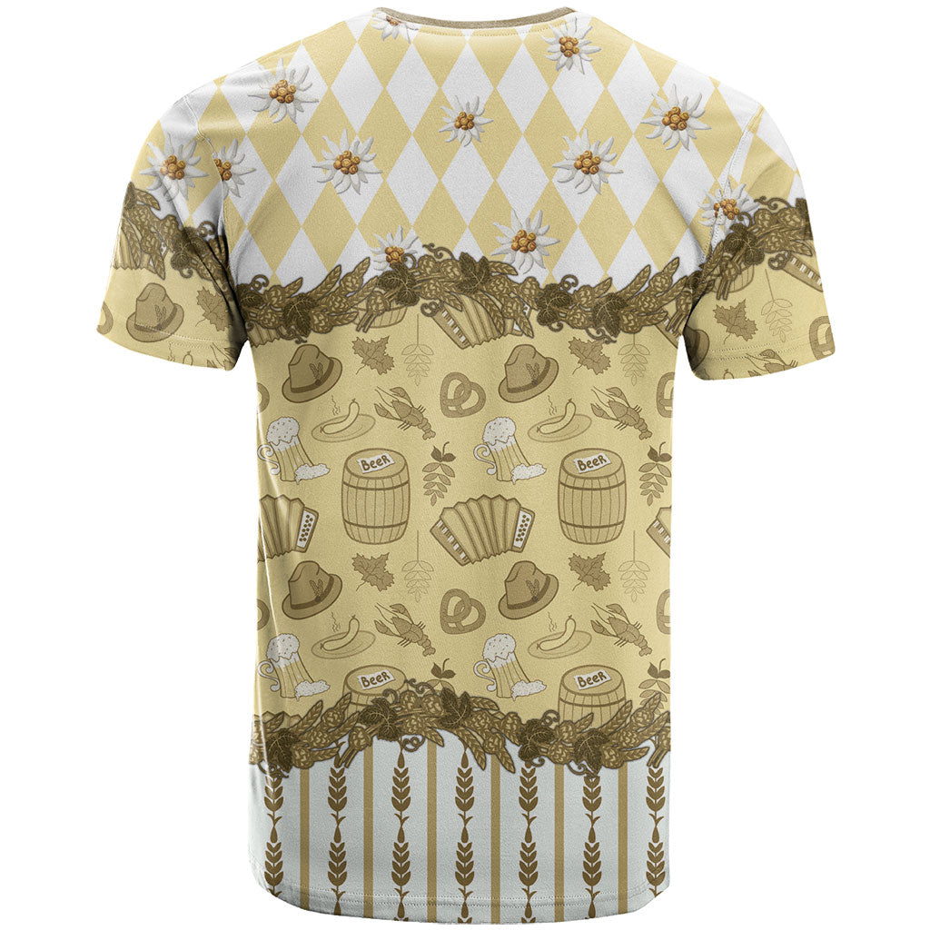 Oktoberfest Bavarian Heritage T Shirt Edelweiss Beer Festival Gold Pattern