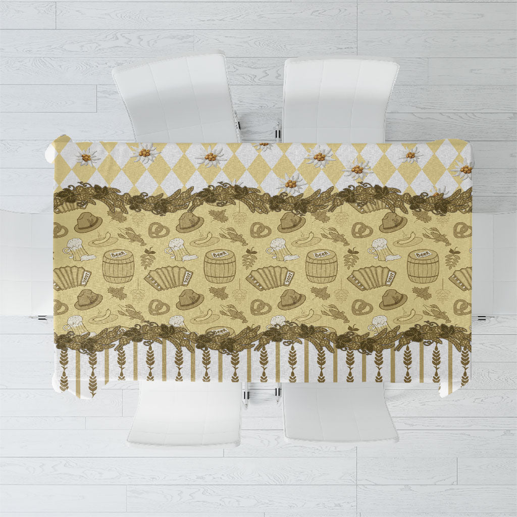 Oktoberfest Bavarian Heritage Tablecloth Edelweiss Beer Festival Gold Pattern