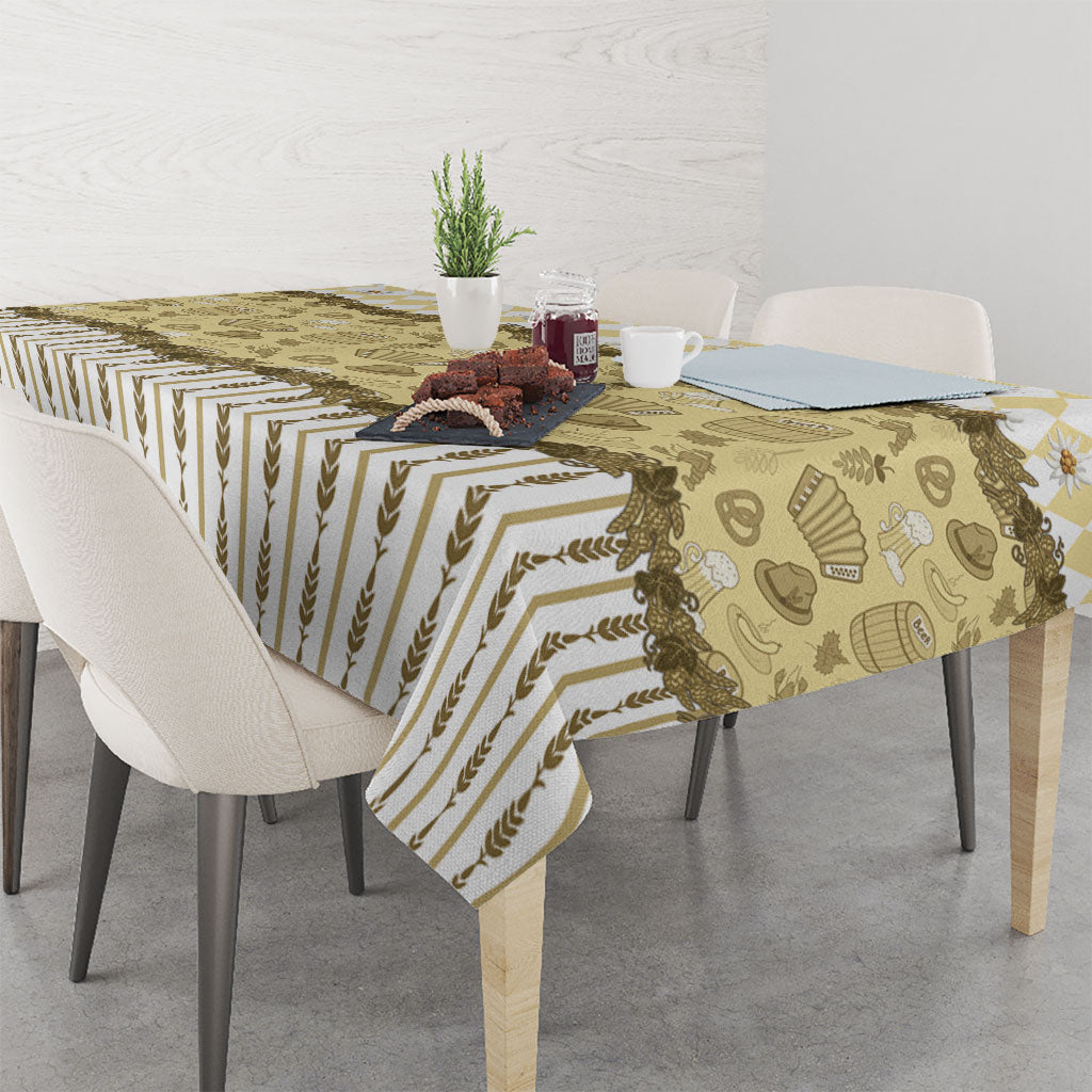 Oktoberfest Bavarian Heritage Tablecloth Edelweiss Beer Festival Gold Pattern