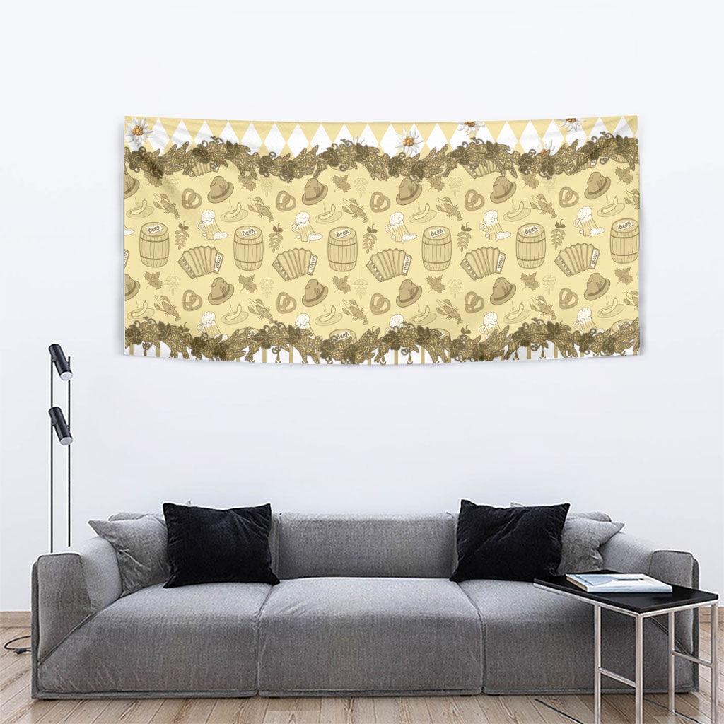 Oktoberfest Bavarian Heritage Tapestry Edelweiss Beer Festival Gold Pattern