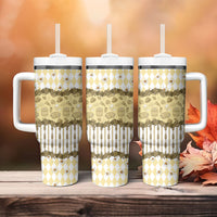 Oktoberfest Bavarian Heritage Tumbler With Handle Edelweiss Beer Festival Gold Pattern