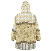 Oktoberfest Bavarian Heritage Wearable Blanket Hoodie Edelweiss Beer Festival Gold Pattern