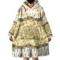 Oktoberfest Bavarian Heritage Wearable Blanket Hoodie Edelweiss Beer Festival Gold Pattern