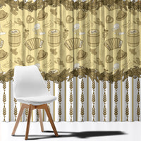 Oktoberfest Bavarian Heritage Window Curtain Edelweiss Beer Festival Gold Pattern