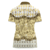 Oktoberfest Bavarian Heritage Women Polo Shirt Edelweiss Beer Festival Gold Pattern