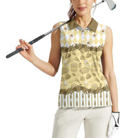 Oktoberfest Bavarian Heritage Women Sleeveless Polo Shirt Edelweiss Beer Festival Gold Pattern