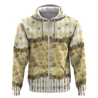 Oktoberfest Bavarian Heritage Zip Hoodie Edelweiss Beer Festival Gold Pattern
